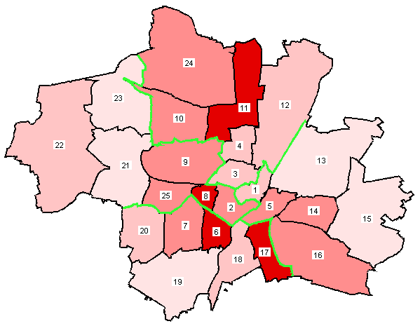 Die Linke. nach Stadtbezirken